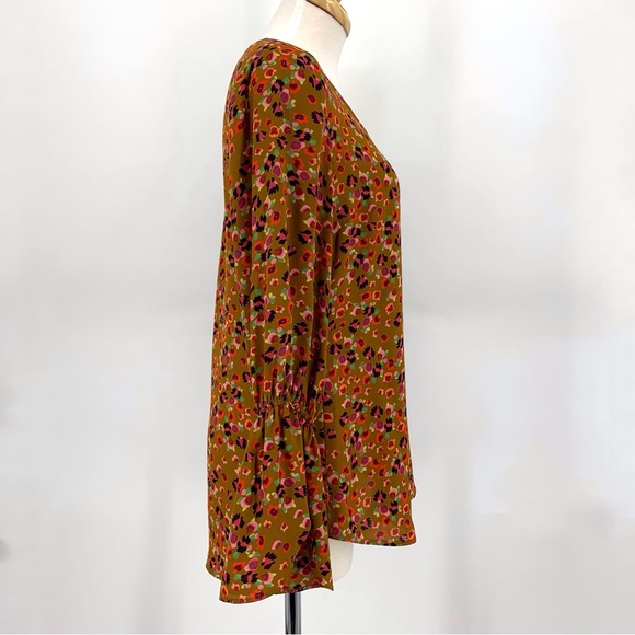 Cabi Burnished Blouse # 4042, Gold Floral Print Long Sleeve Blouse, XS - Picture 10 of 16